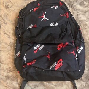 Jordan Black and Red Kids Backpack with Jumpman Print